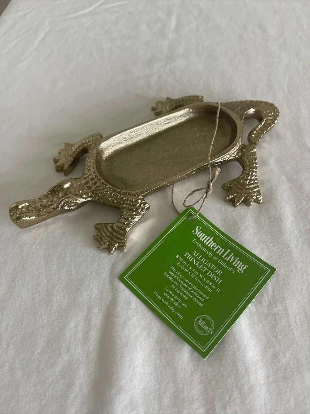 Southern Living Gold Alligator Trinket Tray dish new